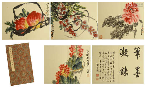 SIXTEEN PAGES OF CHINESE HANDWRITTEN CALLIGRAPHY AND PAINTING BY QIBAISHI