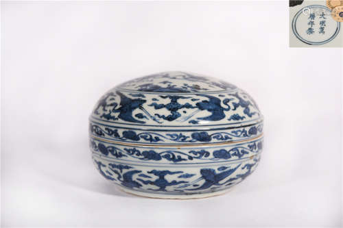 A Blue and White Circular Box Wanli Period