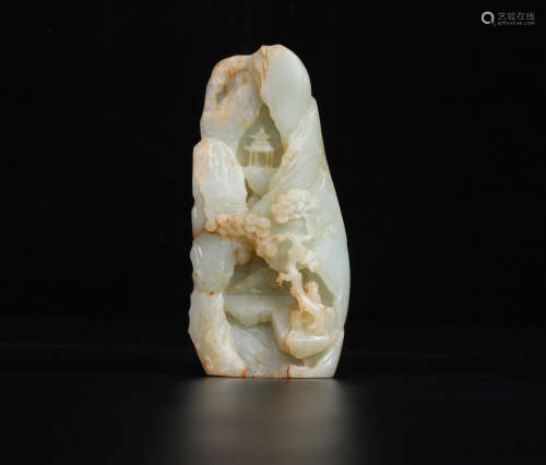 A Carved White Jade Boulder Qing Dynasty