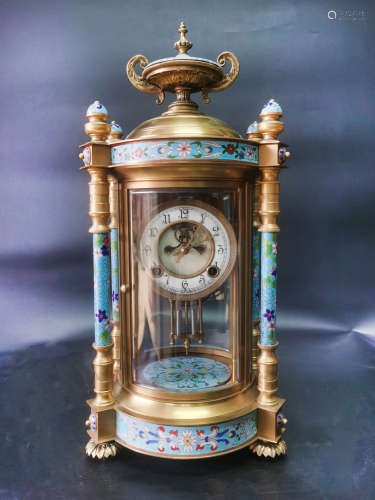 A Bronze Gilt Cloisonne Enamel Clock 18-19th Century