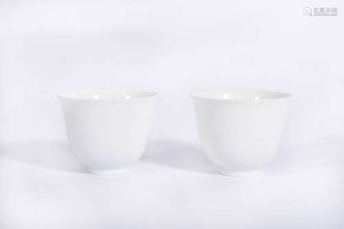 Pair Tianbai Glazed Cups Chenghua Period