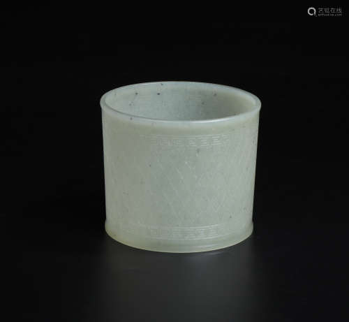 A White Jade Brush Pot Qing Dynasty