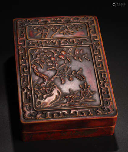 AN INK SLAB CARVED WITH BAMBOO PATTERN