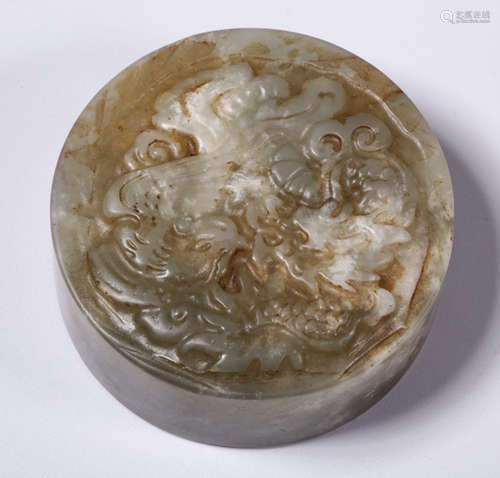 A HETIAN JADE SEAL CARVED WITH DRAGON