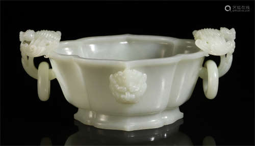 A CHINESE BEAST FACED PATTERN JADE CENSER