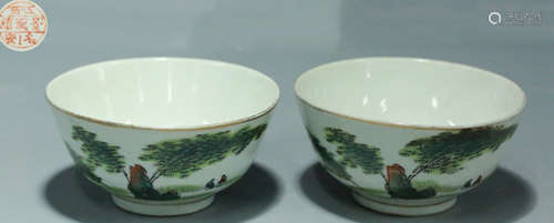 PAIR OF FAMILLE ROSE GLAZE BOWLS