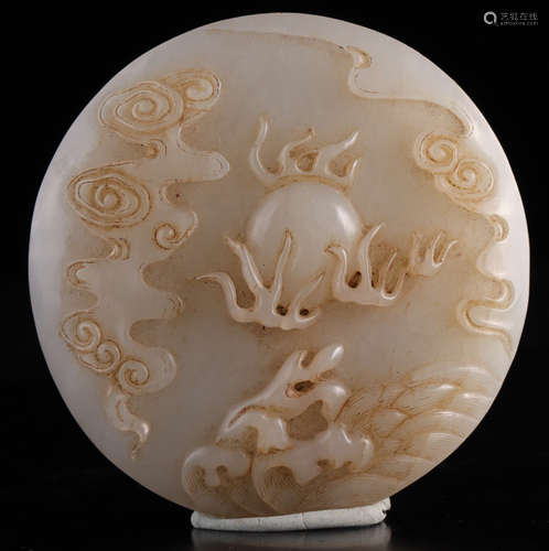 A HETIAN JADE CARVED LANDSCAPE PATTERN TABLET