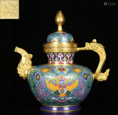 A CLOISONNE CAST FLORAL PATTERN POT