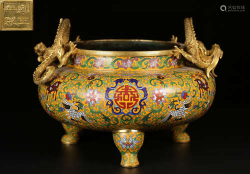 A CLOISONNE CAST FLORAL PATTERN CENSER