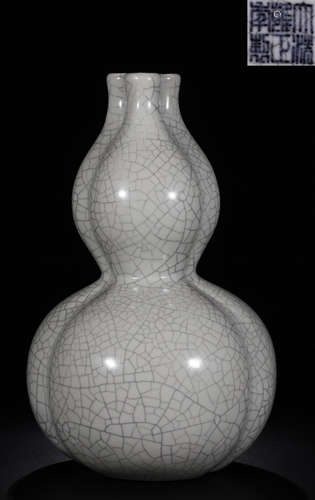 A FANGGE GLAZE THREE TUBED GOURD VASE