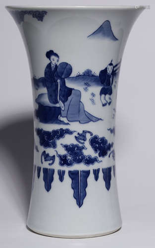 A BLUE&WHITE GLAZE STORY PATTERN VASE