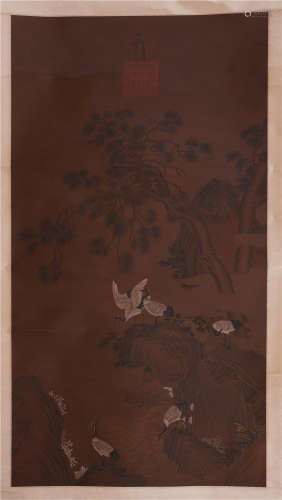 CHINESE SILK HANDSCROLL PAINTING OF SONG HUIZONG