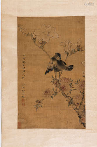 CHINESE PAINTING OF MAGPIES ON THE PLUM FLOWER