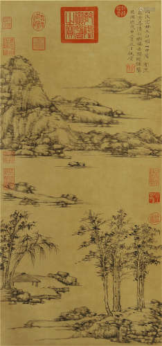 CHINESE SCROLL PAINTING OF MOUNTAIN BY NIZAN