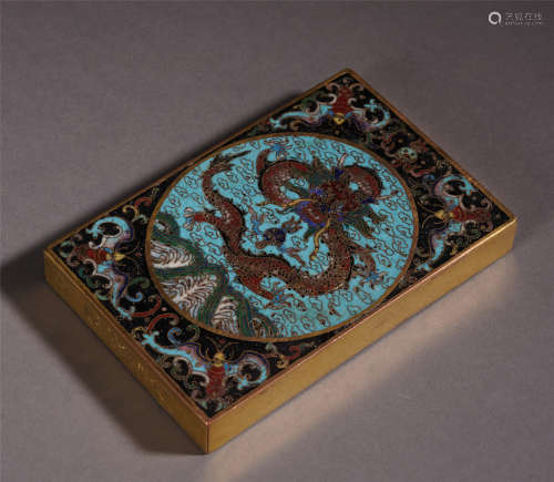 CHINESE CLOISONNE FLOWER DRAGON PAPER WEIGHT