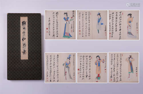 CHINESE PAINTING ALBUM OF BEAUTY AND CALLIGRAPHY