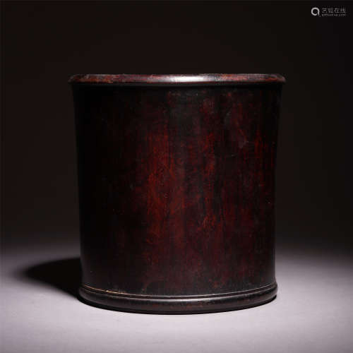 CHINESE ROSEWOOD CARVED BRUSH POT