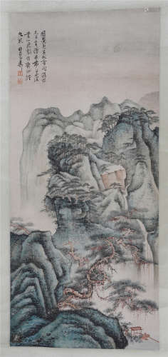 CHINESE LANDSCAPE & CALLIGRAPHY PAINTING OF XIE ZHILIU