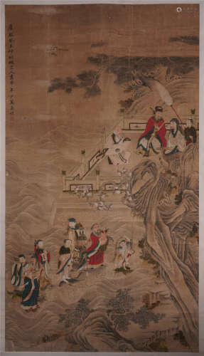 CHINESE PAINTING OF FIGURE IN LANDSCAPE