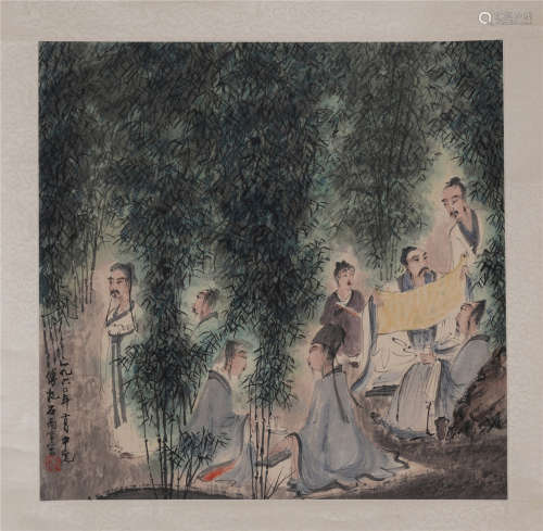 CHINESE PAINTING OF SEVEN SCHOLARS IN BAMBOOS