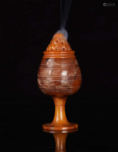 CHINESE TIANHUANG ROCK CARVED BOSHAN CENSER