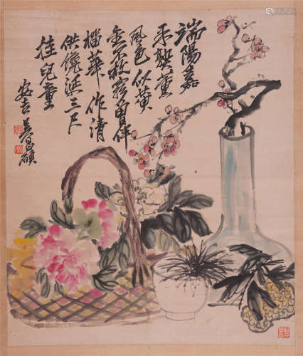 CHINESE INK AND COLOR PAINTING OF FLOWERS