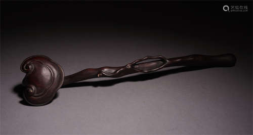 CHINESE ROSEWOOD CARVING RUYI SCEPTER