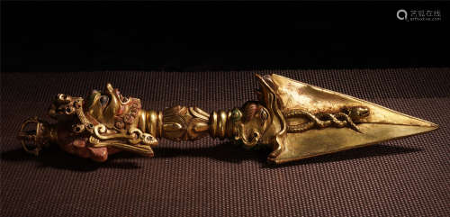 CHINESE GILT BRONZE CAST RITUAL INSTRUMENTS