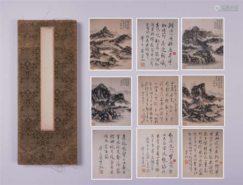 CHINESE PAINTING ALBUM OF MOUNTAIN VIEWS & CALLIGRAPHY