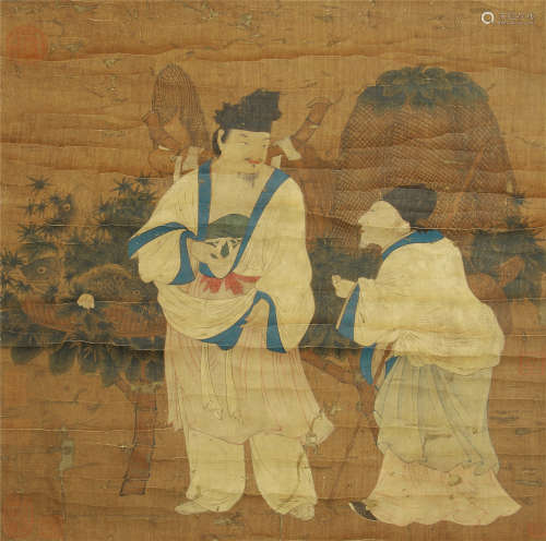 CHINESE SCROLL PAINTING OF TWO MEN