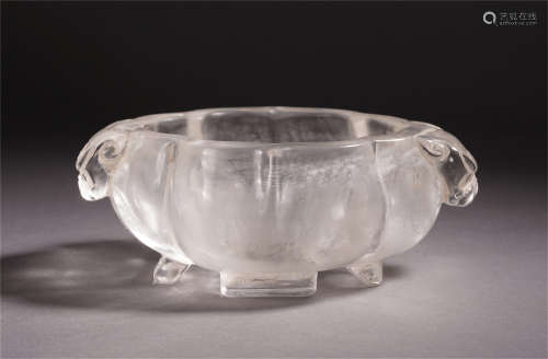 CHINESE ROCK CRYSTAL CARVED DOUBLE HANDLE CENSER
