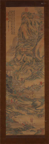 CHINESE SILK HANDSCROLL PAINTING OF QIU YING