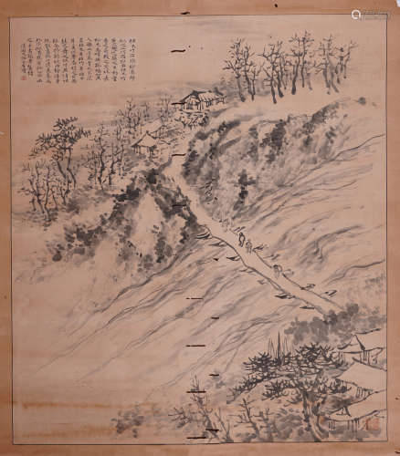 CHINESE HANGING SCROLL INK PAINTING OF SHI TAO
