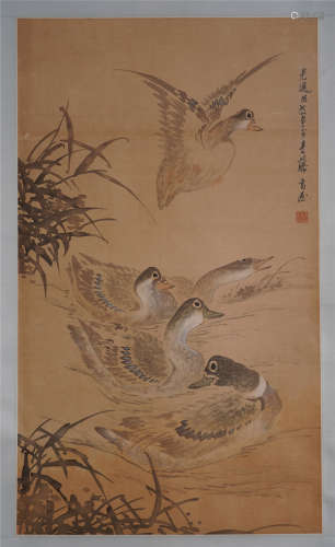 CHINESE PAINTING OF WILDGOOSE PLAYING