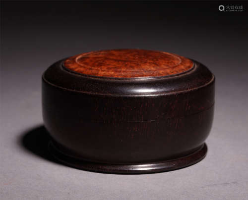CHINESE ROSEWOOD CARVED LIDDED BOX