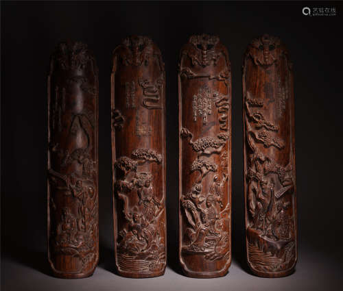 A SET OF FOUR CHINESE HARDWOOD CARVED SCREENS