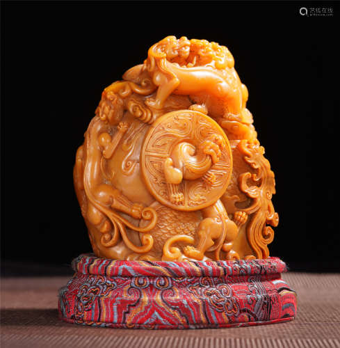 CHINESE TIANHUANG ROCK CARVED DRAGON SQUARE SEAL