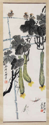 CHINESE INK AND COLOR PAINTING OF FLOWERS