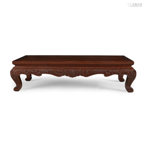 A Chinese carved hardwood low table, 17th…