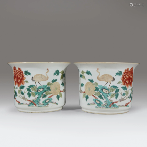 A pair of Chinese enameled porcelain jardini…