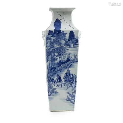 A large Chinese blue and white porcelain square