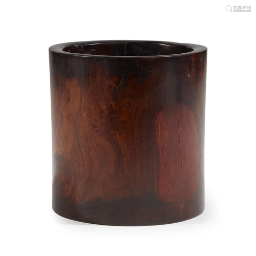 A Chinese hardwood cylindrical brush pot ,