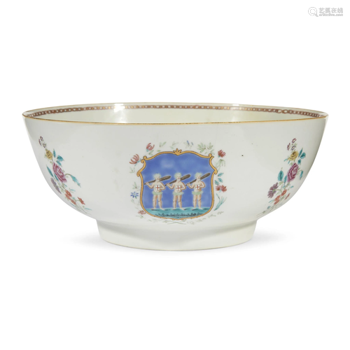 A Chinese export famille rose porcelain pun…