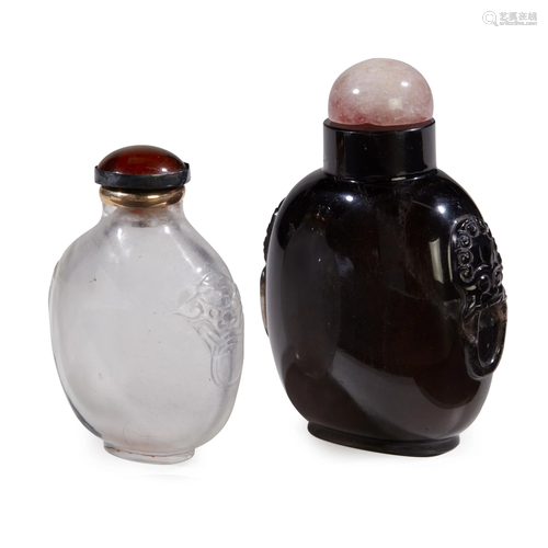 A Chinese smokey quartz snuff bottle and ro…