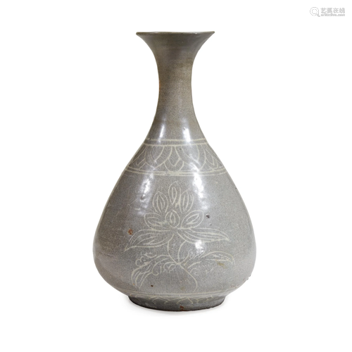 A Korean inlaid celadon pear-shaped vase…