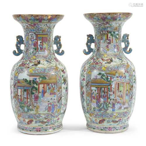 A pair of Chinese Export porcelain rose med…