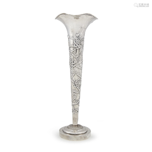 A Chinese export silver trumpet vase,