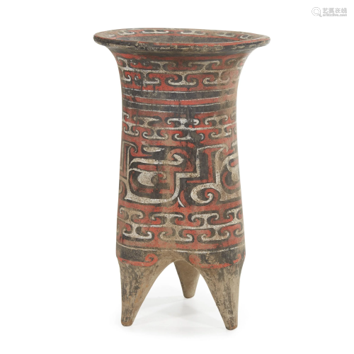 A Chinese painted pottery tripod vessel, prob…