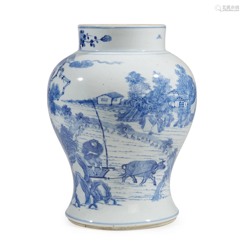 A Chinese blue and white porcelain baluster ja…