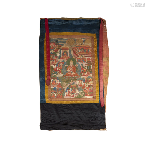 A Tibetan thangka depicting Tsongkhapa,